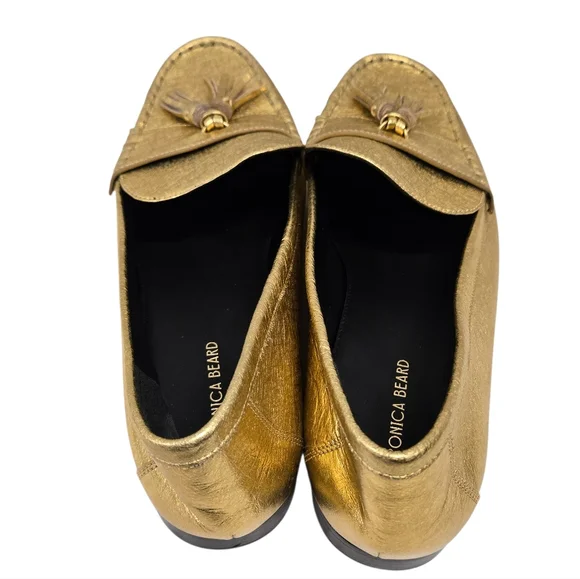 VERONICA BEARD Penny Tassel Loafers Gold Size 10.5 M New